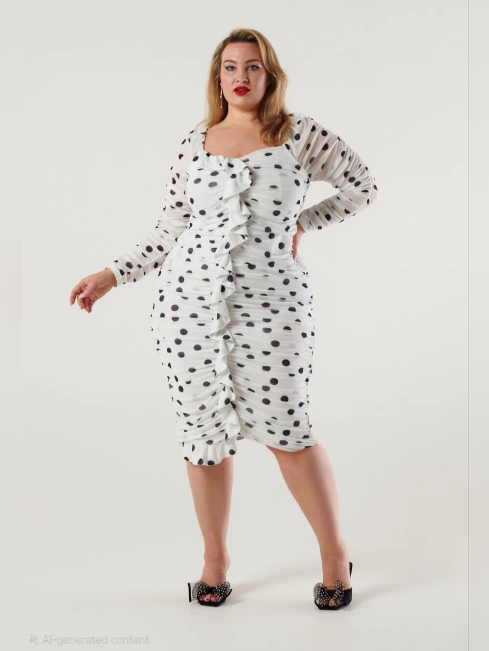 Novella The Label The Moment Mesh Dress Valentino Polka Dots Glamour Midi Sz 16 - Picture 2 of 10